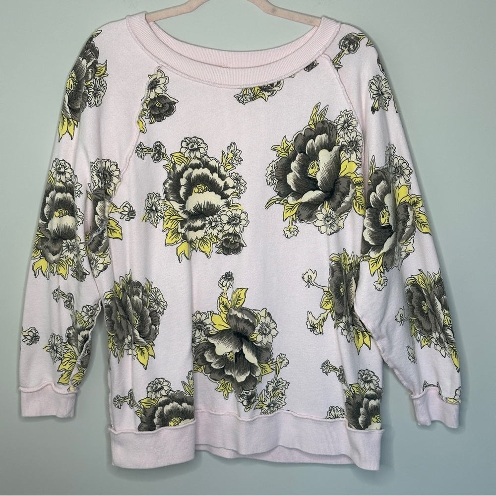 Free People oversized Floral Sweatshirt in Pink and Yellow